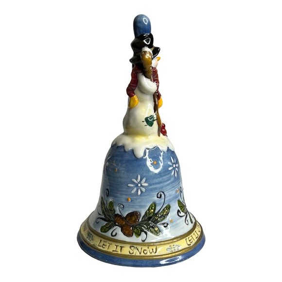 Let It Snow Snowman Winter Christmas Seasonal Figurine Bell Cardinals Pinecones - Picture 2 of 7